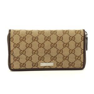 Auth Gucci Zippy Wallet Brown Canvas #N4622C74
